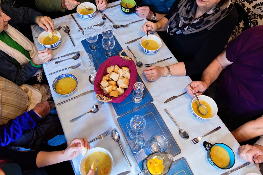 Serving the soup at Manchester family lunch