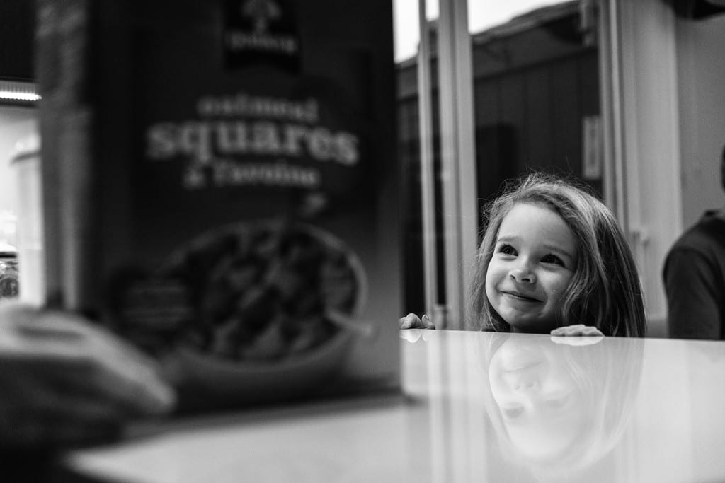 daughter happy about breakfast