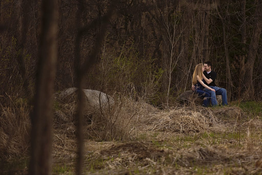 intimate moment from a distance during Cornwall engagement session