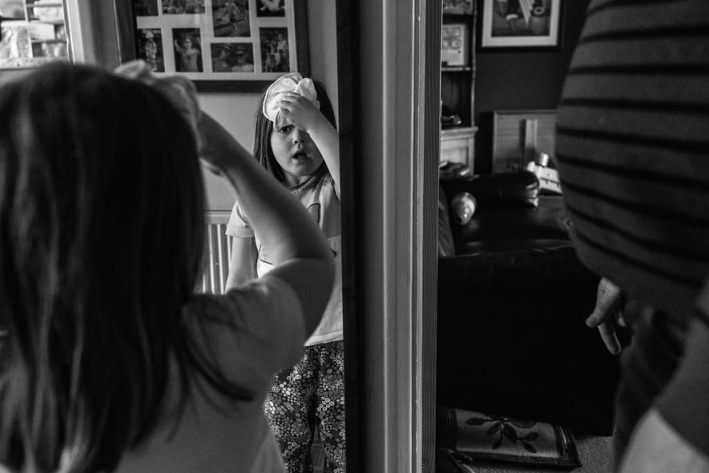 girl with cloth on her head