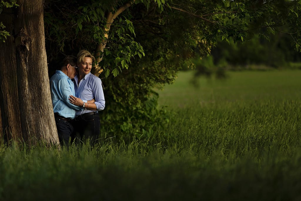 Woman looks into the sun during Williamstown engagement session