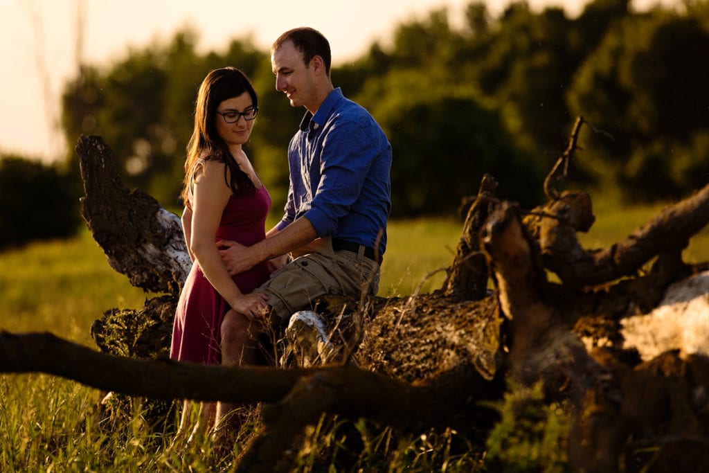 Crysler Ontario engagement session on tree trunk