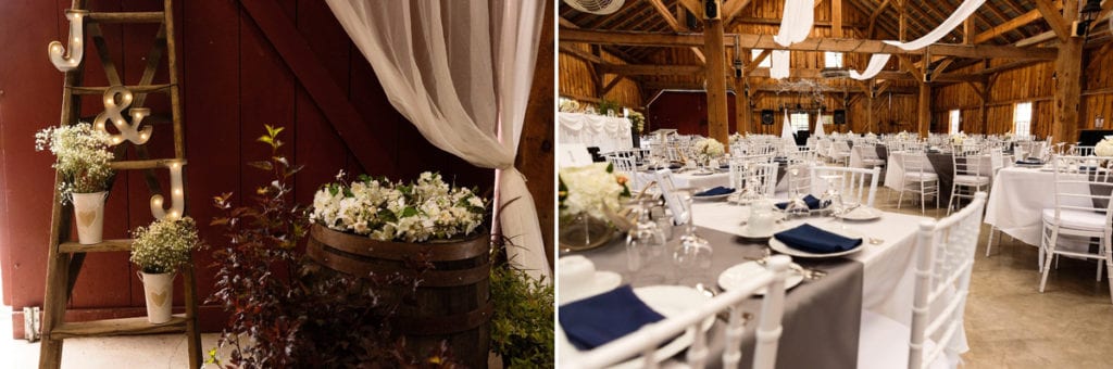 Fairgrounds barn reception venue and rustic decor