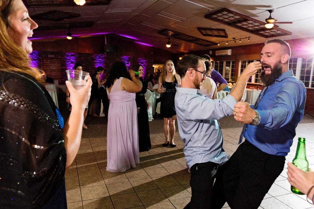 Wedding reception guest on dance floor at Intimate Strathmere Wedding