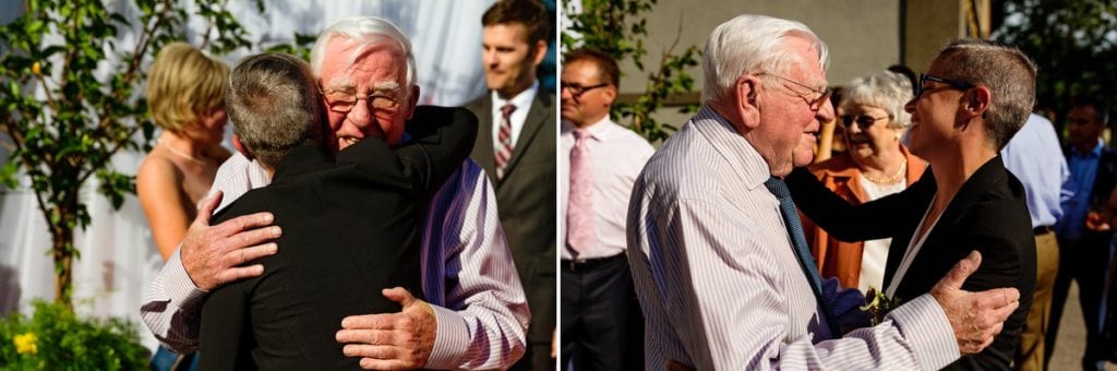 brides celebrating with grandfather at chic cornwall wedding