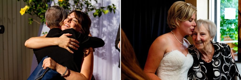 brides celebrating with guests at chic cornwall wedding