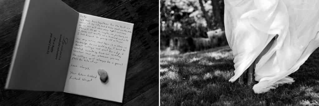 Handwritten vows and crystal encrusted bridal shoes