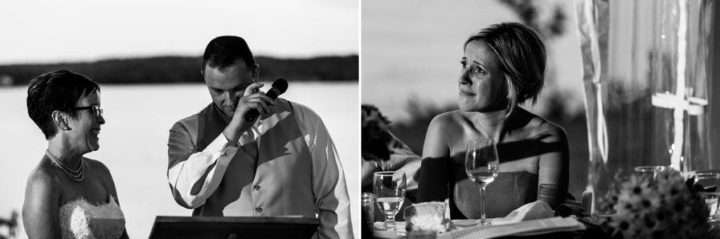 Groom's speech and bridemaid at Calabogie wedding reception
