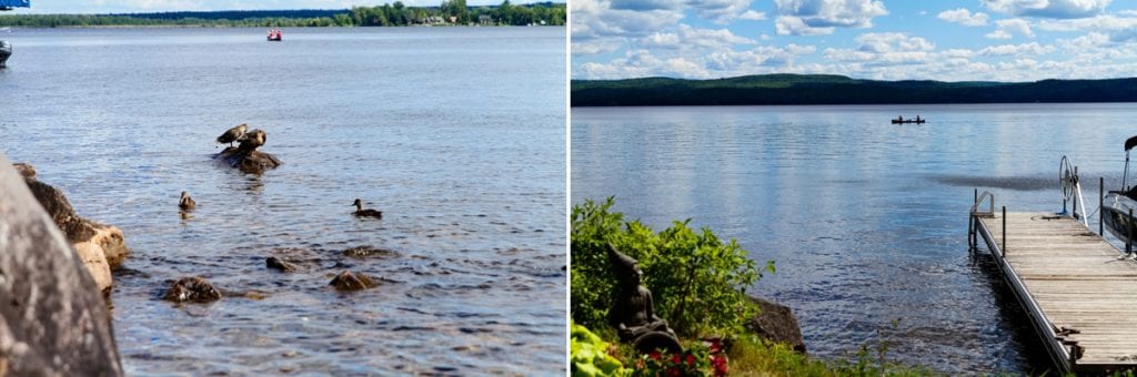 dock, canoe and lakeside views at intimate Calabogie wedding