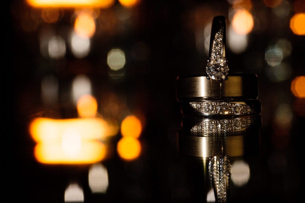 bokeh wedding rings shot