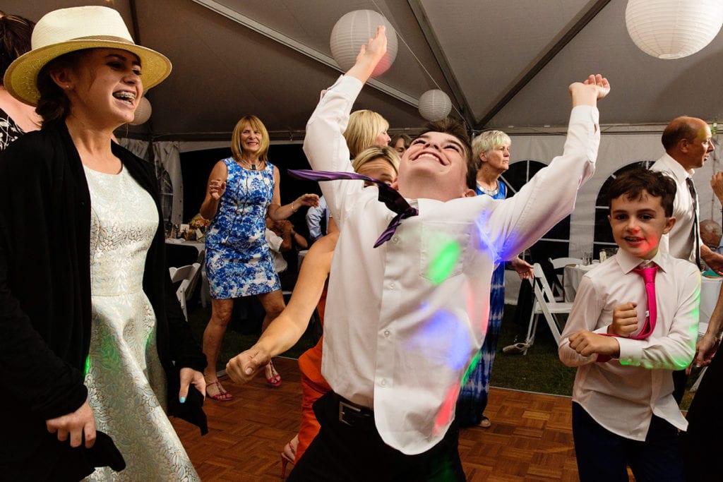 young wedding guests partying at Calabogie wedding reception