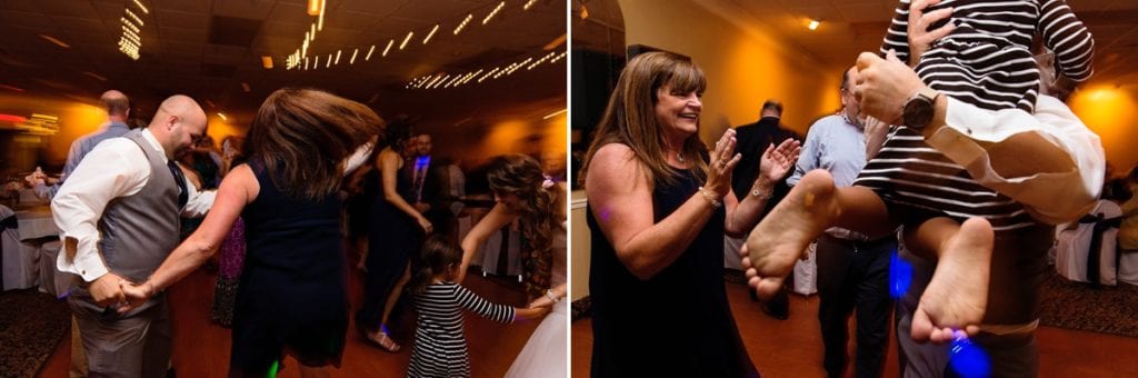 guests dancing on dancefloor during Cornwall evening wedding