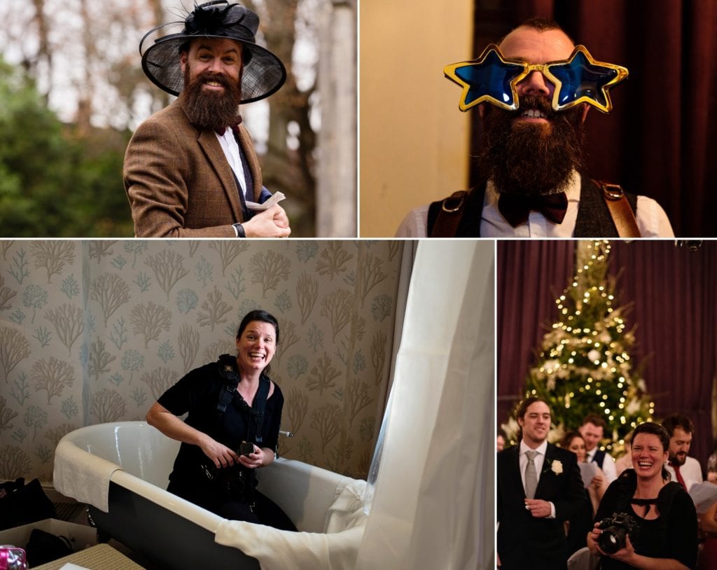 wedding photographers getting up to mischief on wedding day