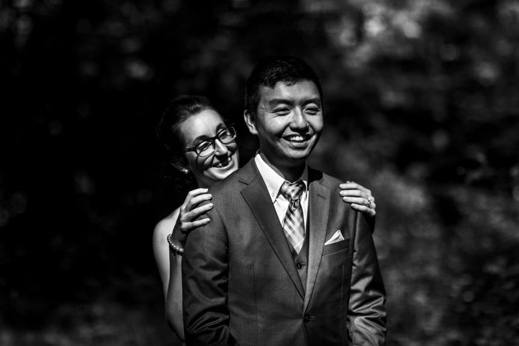 first look photo from natural park in intimate ottawa park wedding