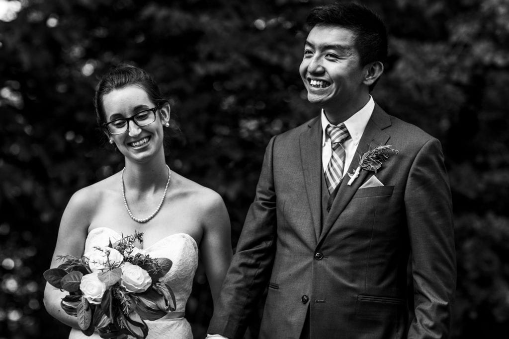 smiling couple after exchanging vows at intimate ottawa park wedding