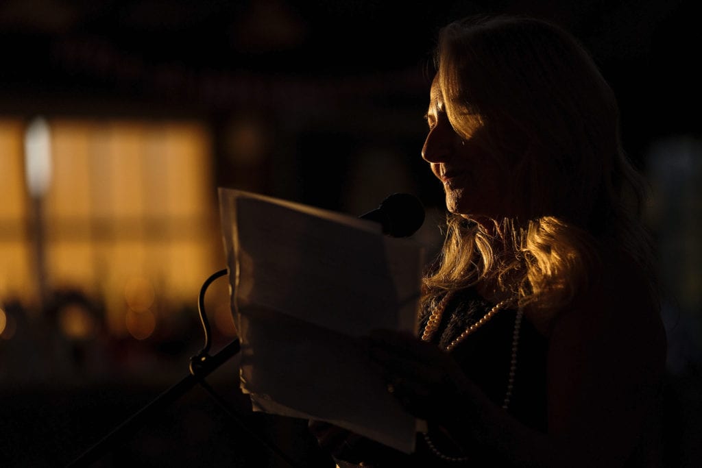 Mother of the groom address wedding guests during Picton Crystal Palace wedding reception