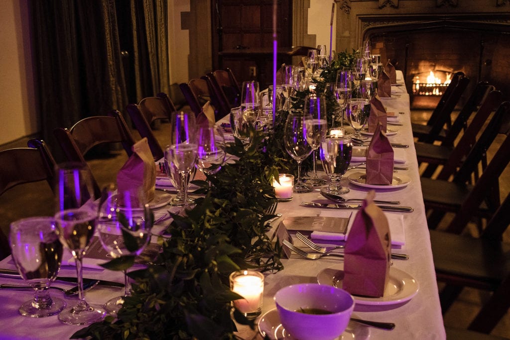 guest table in Hart House Toronto wedding ballroom