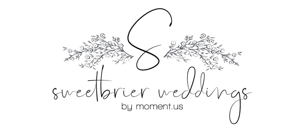 Sweetbrier Weddings logo with s surrounded by floral elements