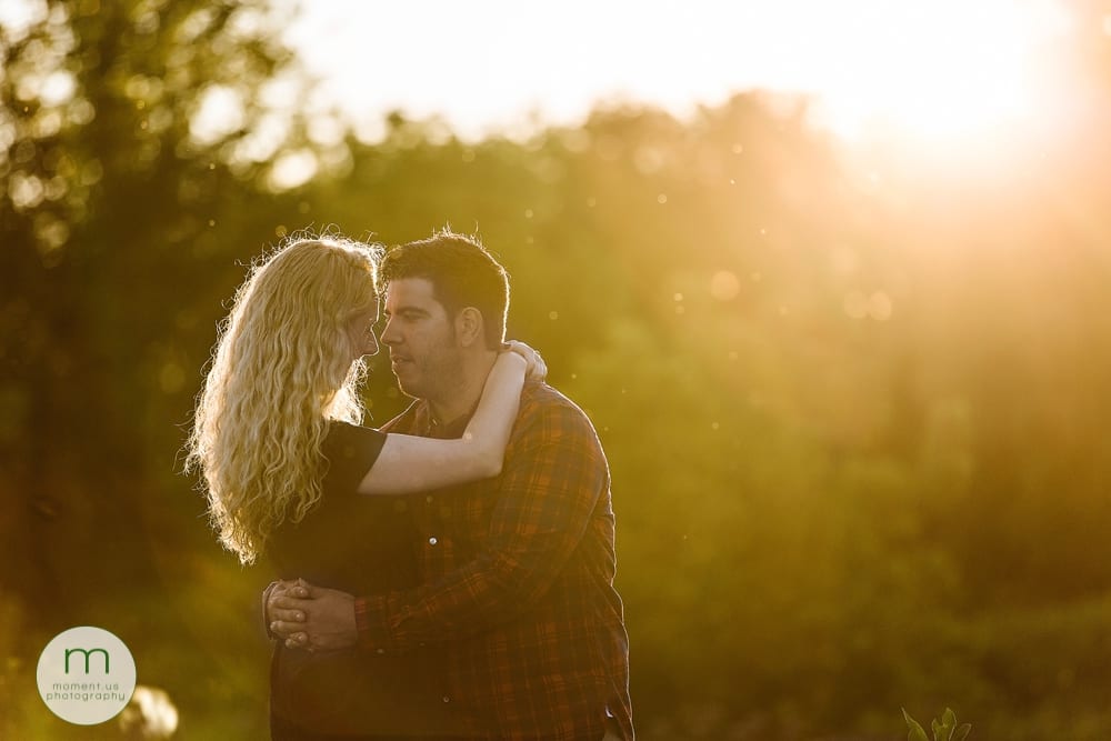 golden light on Cornwall engagement session