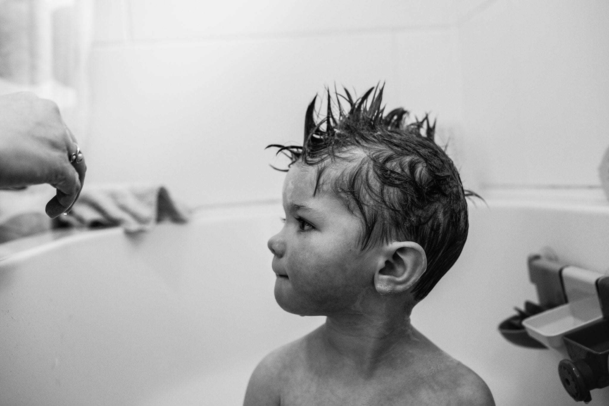 toddler faux-hawk during South Wales family session